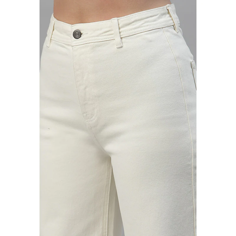 Women's Ivory Wide Leg Jeans - Image 3