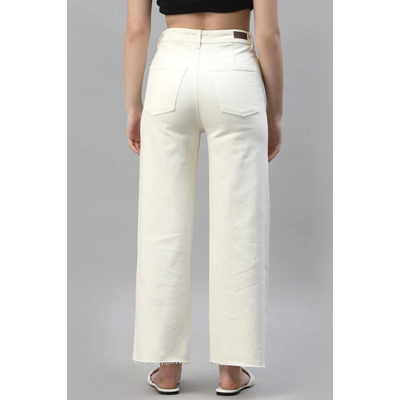 Women's Ivory Wide Leg Jeans - Image 4