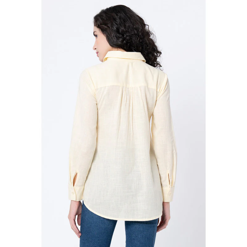 Women's Lemon Yellow Solid Blouse Top - Image 3