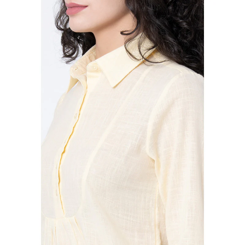 Women's Lemon Yellow Solid Blouse Top - Image 4