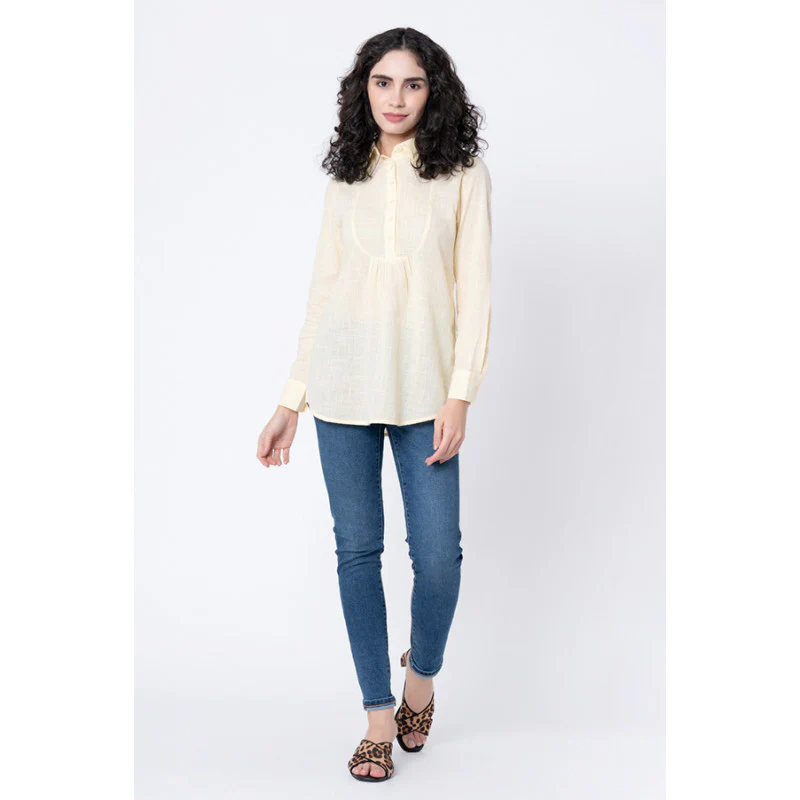 Women's Lemon Yellow Solid Blouse Top - Image 5