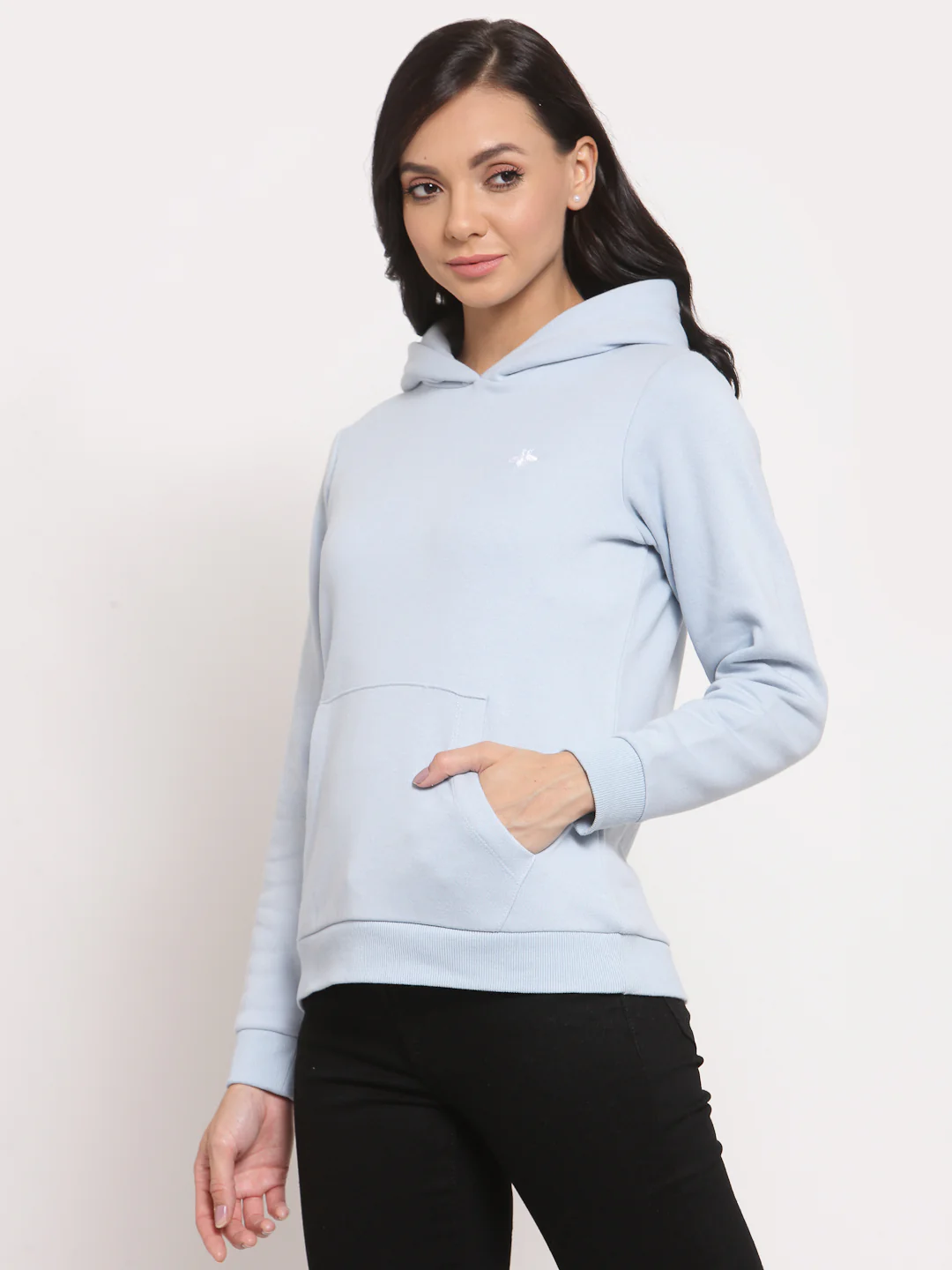 Women's Light Blue Hoodie Sweatshirt - Image 4