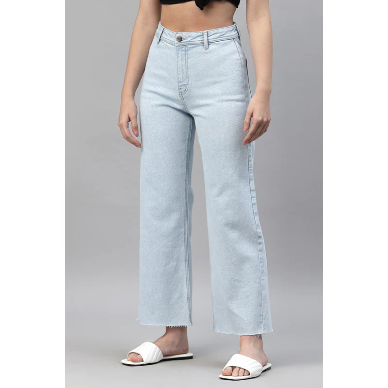 Women's Light Blue Wide Leg Jeans - Image 2