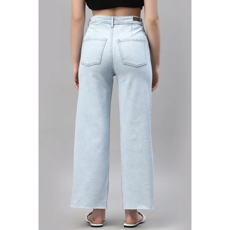 Women's Light Blue Wide Leg Jeans - Image 4