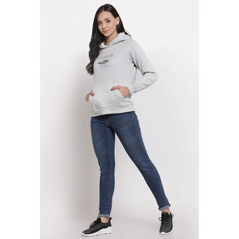 Women's Light Grey Hoodie - Image 4