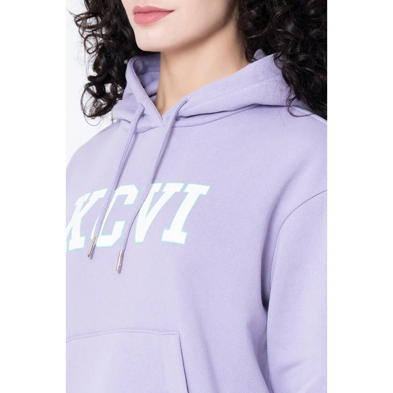 Women's Light Purple Typography Hoodie - Image 4