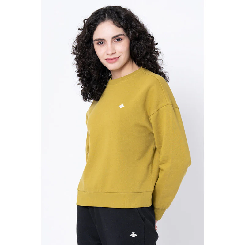 Women's Lime Green Solid Sweatshirt - Image 2