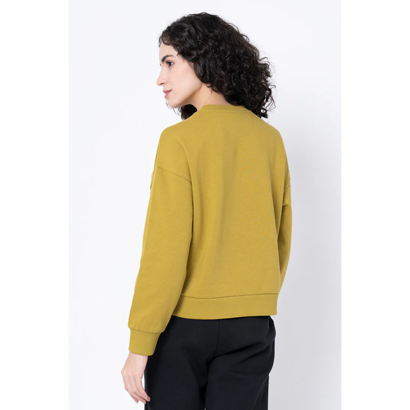 Women's Lime Green Solid Sweatshirt - Image 3