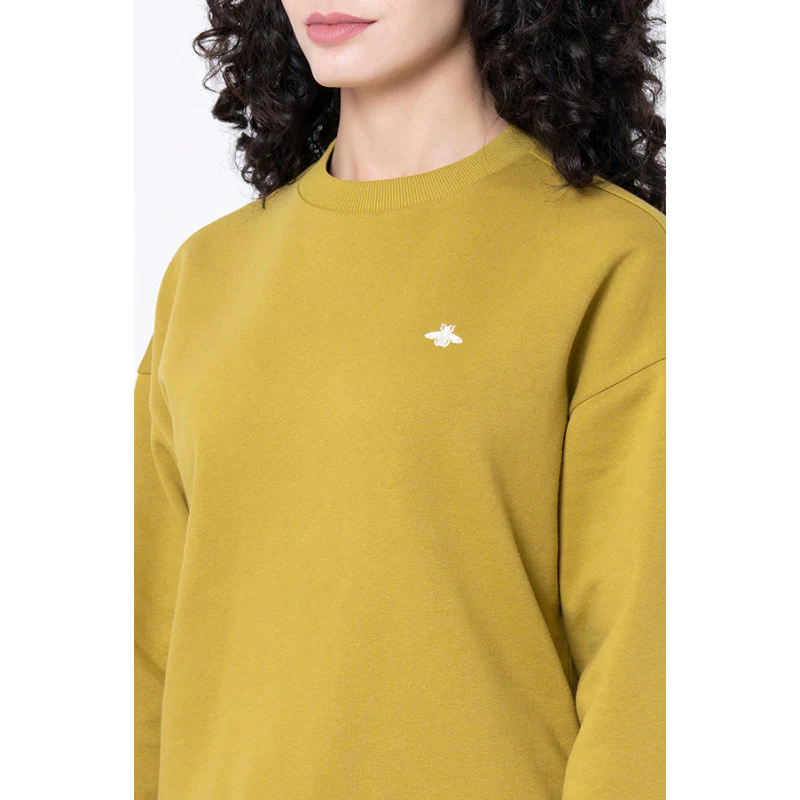 Women's Lime Green Solid Sweatshirt - Image 4