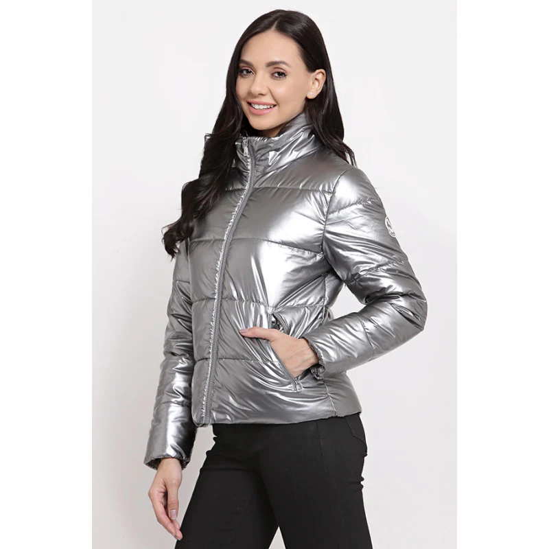 Women's Metallic Grey Jacket - Image 2
