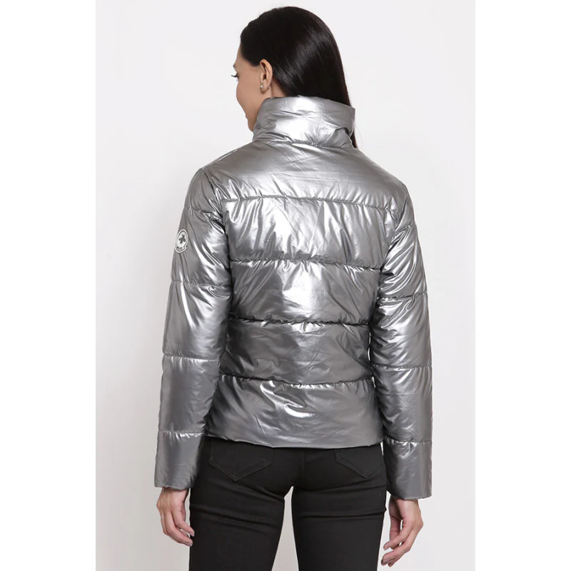 Women's Metallic Grey Jacket - Image 3