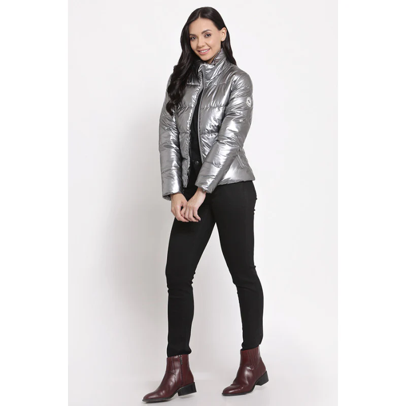 Women's Metallic Grey Jacket - Image 4