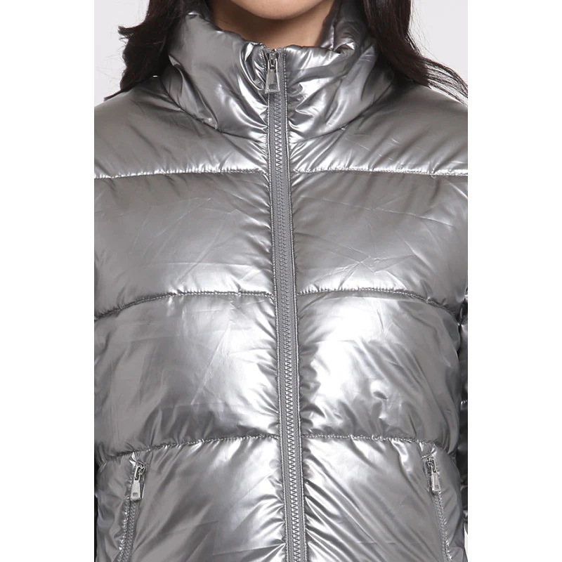 Women's Metallic Grey Jacket - Image 5