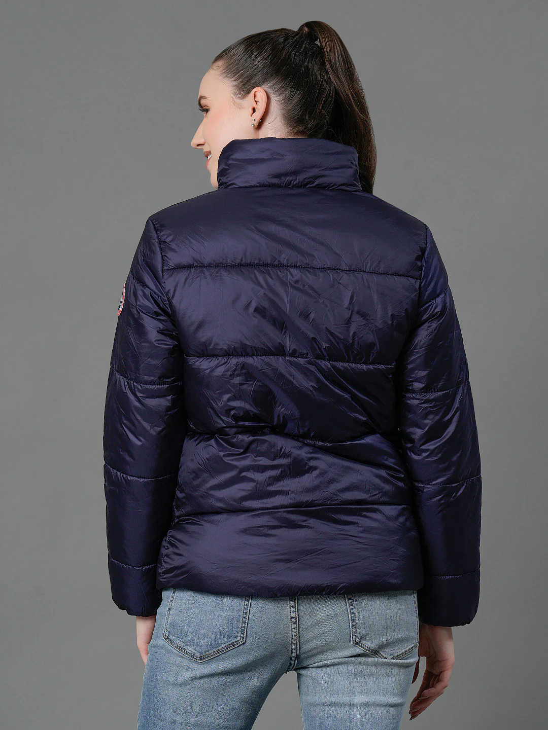Women's Mid Night Blue Padded Jacket - Image 4
