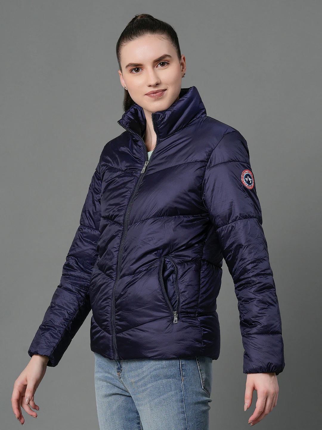 Women's Mid Night Blue Padded Jacket - Image 7