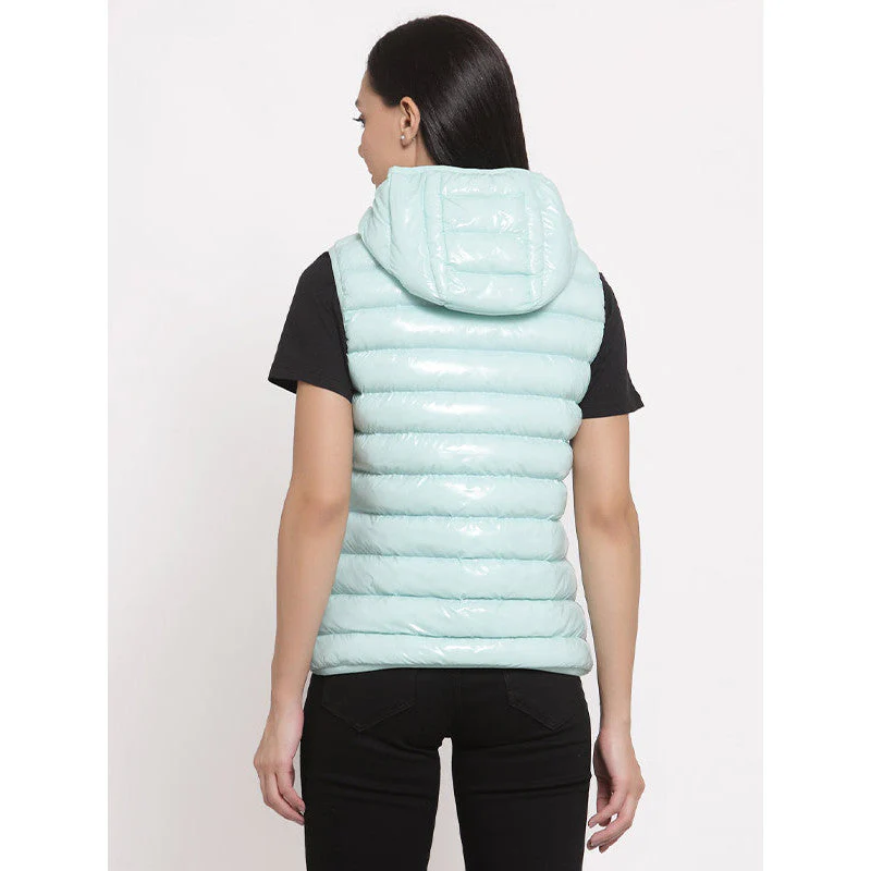 Women's Mint Solid Padded Jacket - Image 2