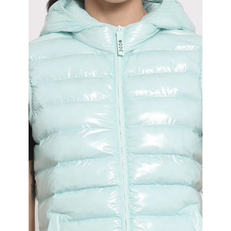 Women's Mint Solid Padded Jacket - Image 5