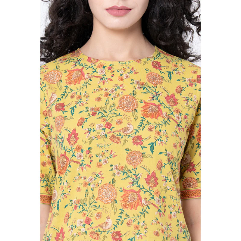 Women's Mustard Yellow Floral Print Blouse Top - Image 4