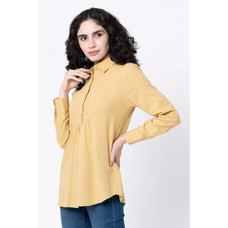 Women's Mustard Yellow Solid Blouse Top - Image 2