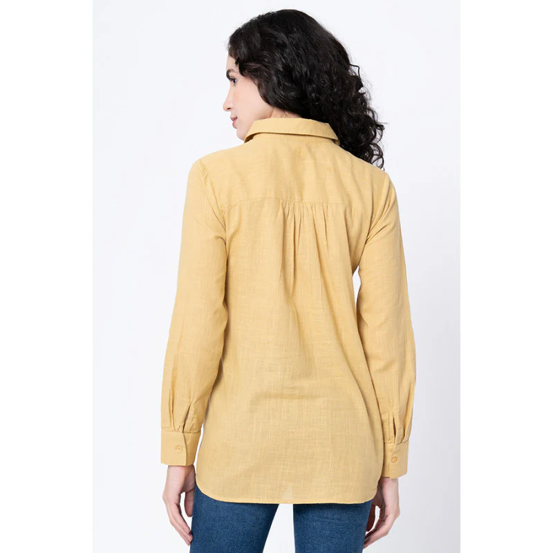 Women's Mustard Yellow Solid Blouse Top - Image 3