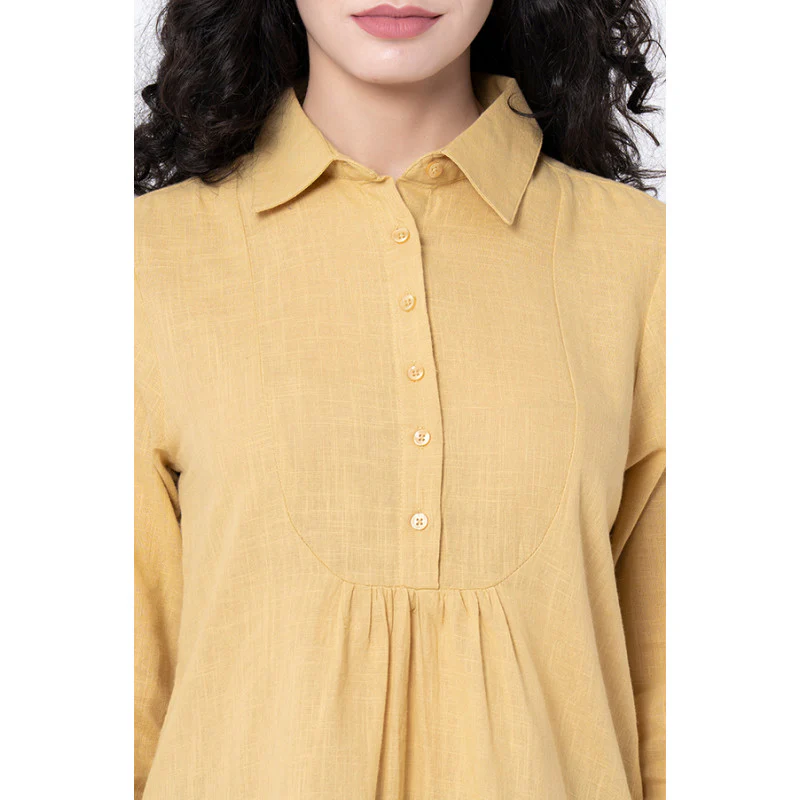 Women's Mustard Yellow Solid Blouse Top - Image 4