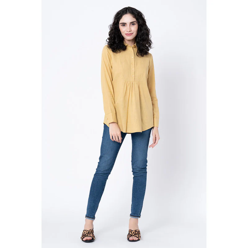 Women's Mustard Yellow Solid Blouse Top - Image 5