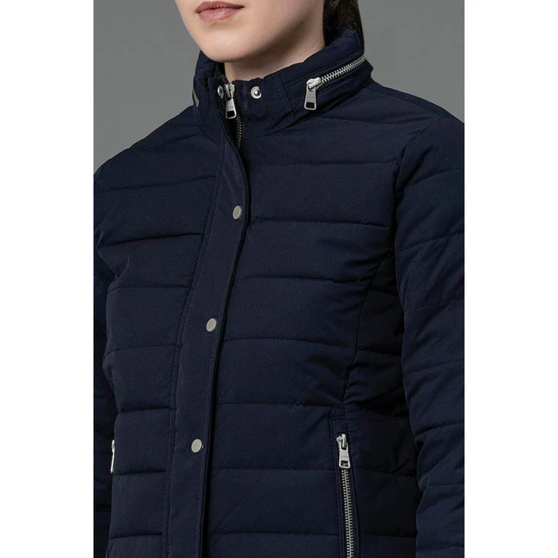 Women's Navy Padded Jacket - Image 4
