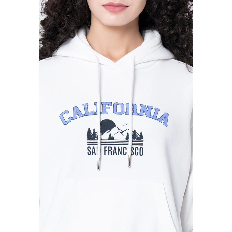 Women's Off White Graphic Print Hoodie - Image 4