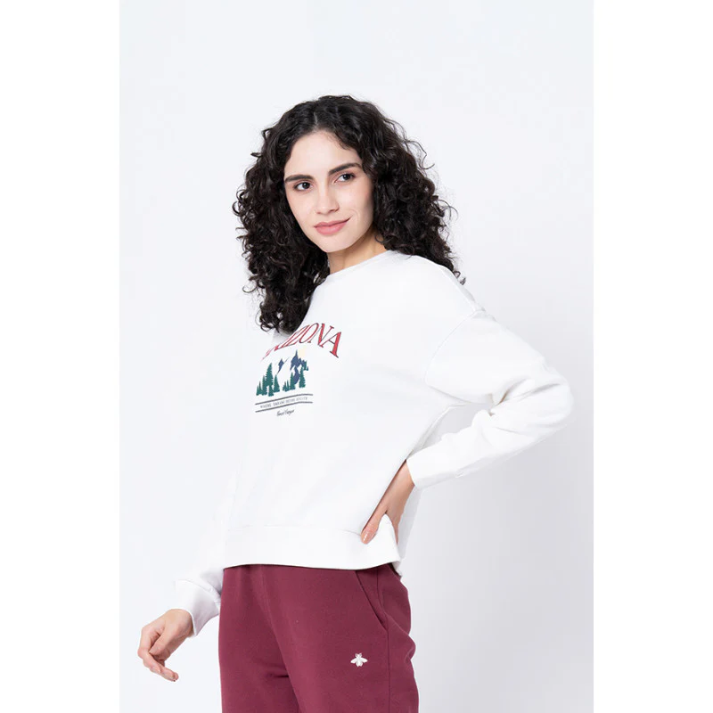 Women's Off White Graphic Print Sweatshirt - Image 2