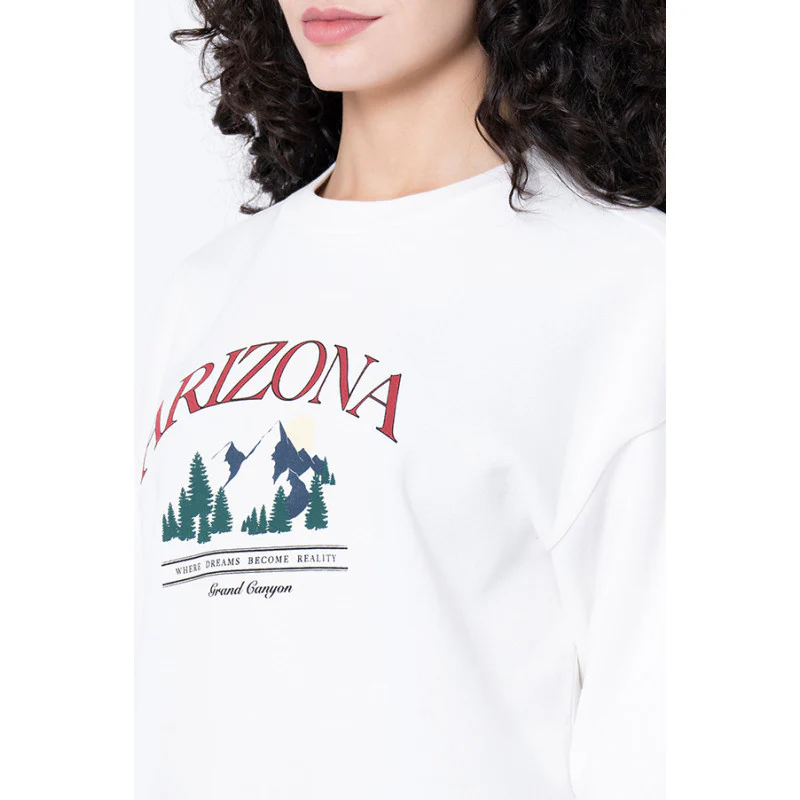 Women's Off White Graphic Print Sweatshirt - Image 4