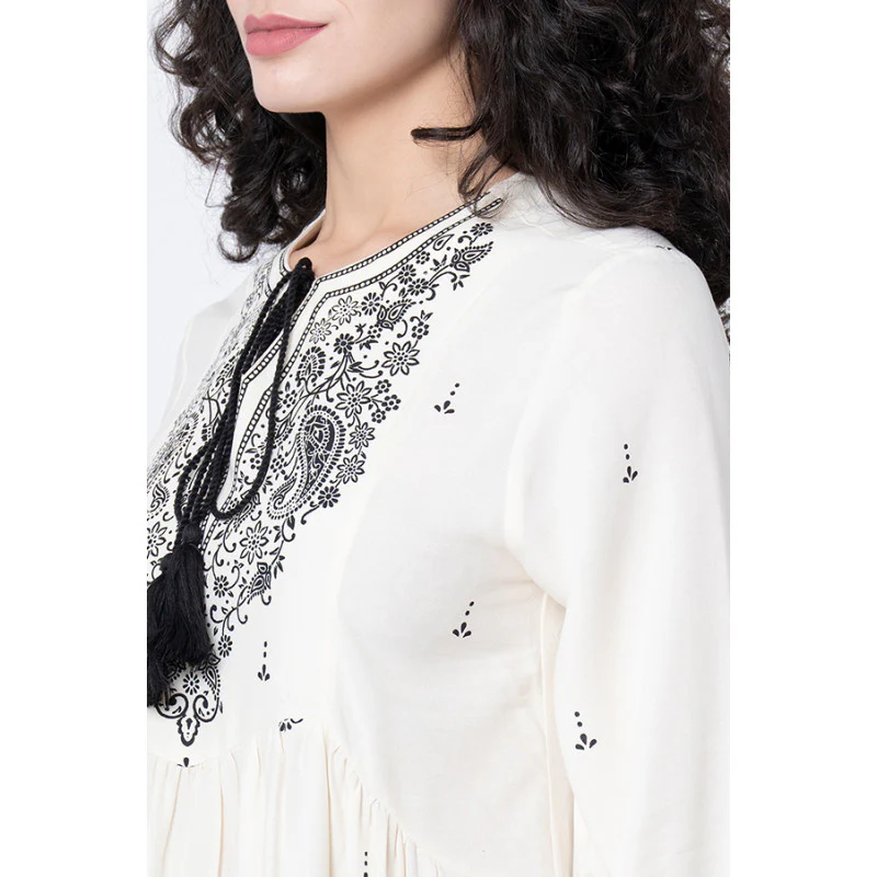 Women's Off White Printed Blouse Top - Image 4