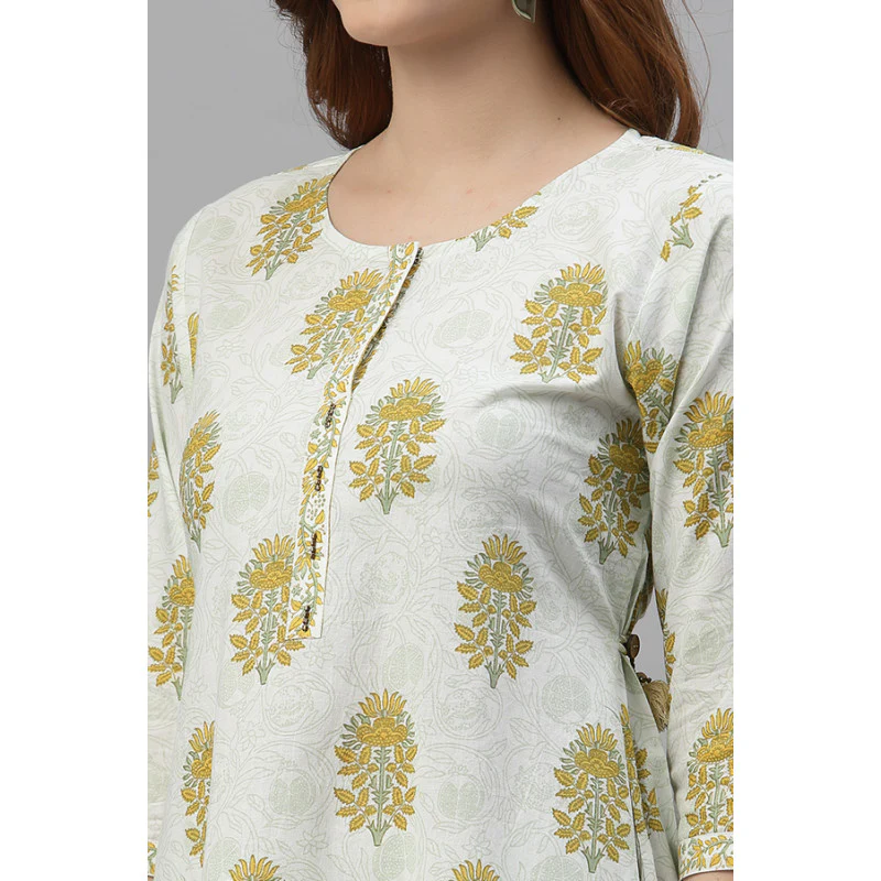 Women's Off White Printed Kurta - Image 3