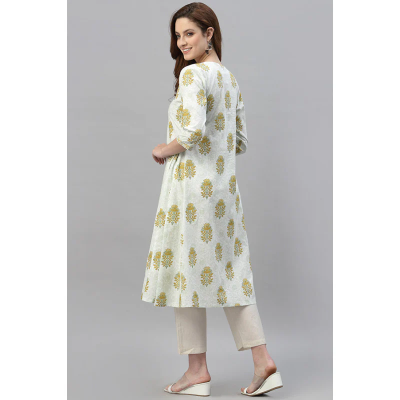 Women's Off White Printed Kurta - Image 4