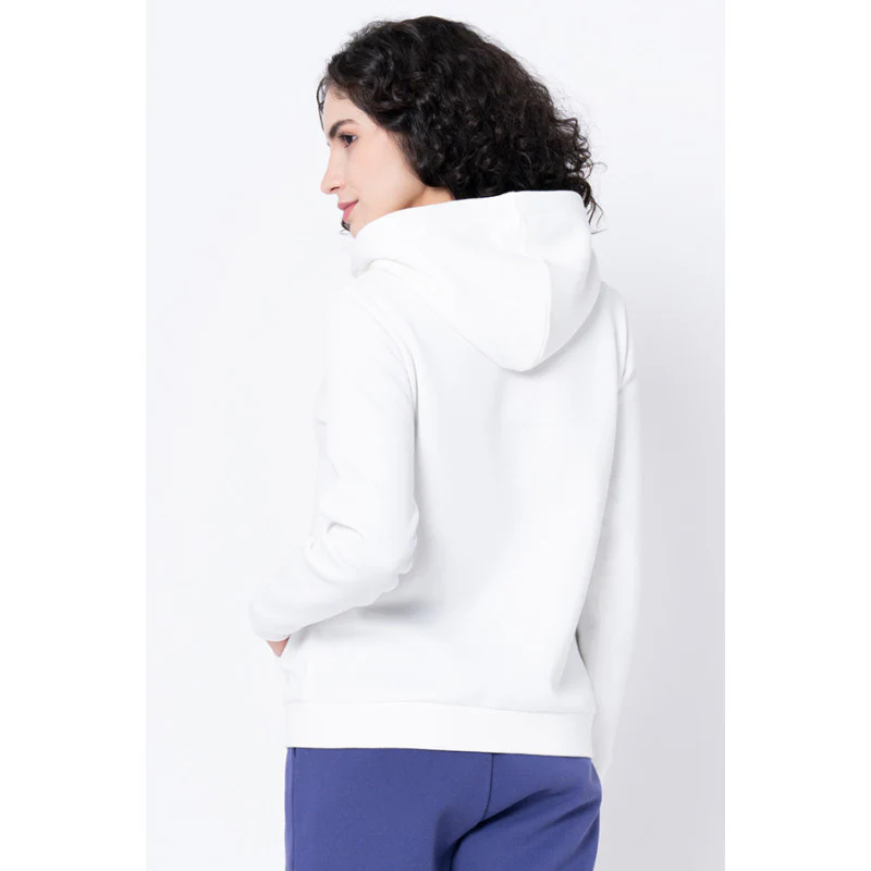 Women's Off White Solid Hoodie - Image 3
