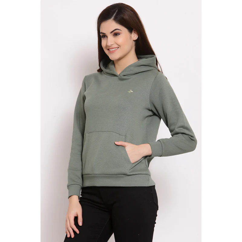 Women's Olive Hoodie Sweatshirt - Image 2