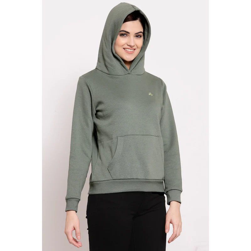 Women's Olive Hoodie Sweatshirt - Image 3