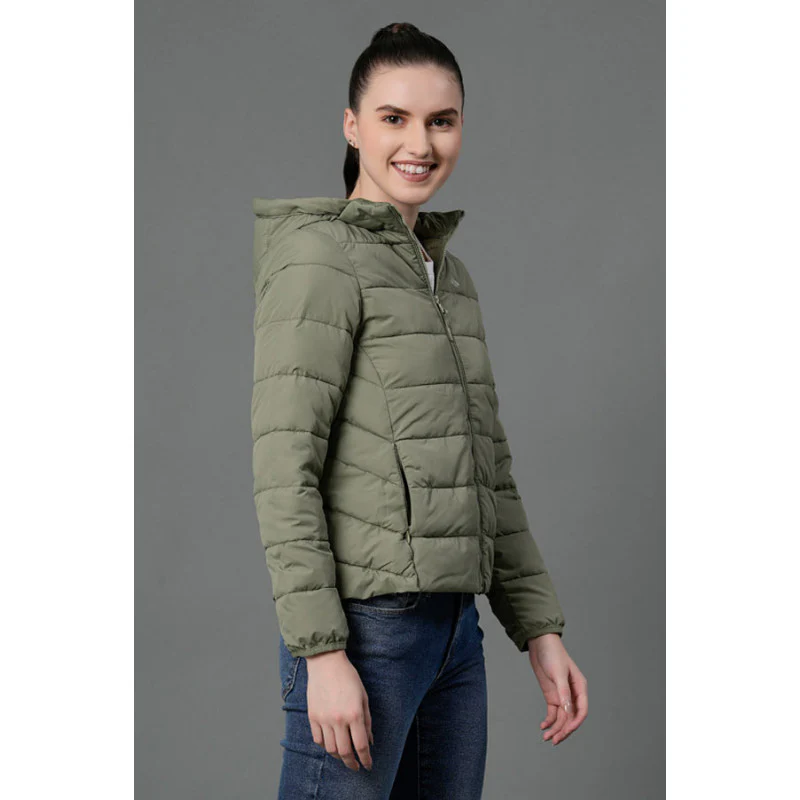 Women's Pastel Green Padded Jacket - Image 2