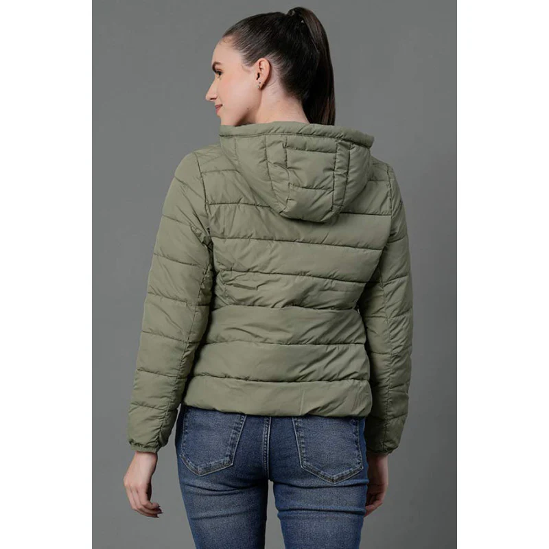Women's Pastel Green Padded Jacket - Image 3