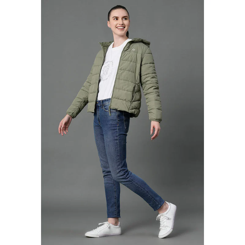 Women's Pastel Green Padded Jacket - Image 5