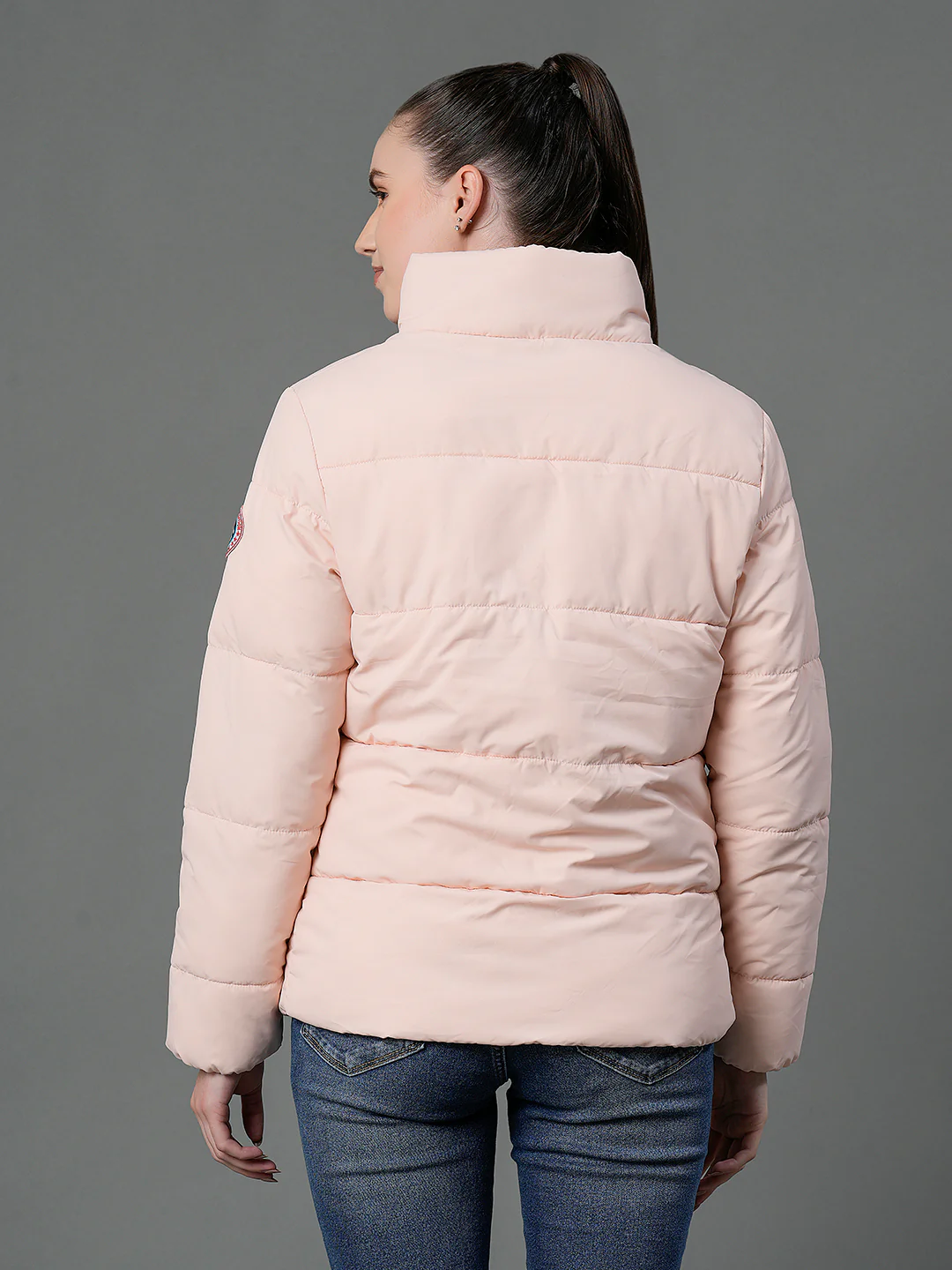 Women's Peach Padded Jacket - Image 4