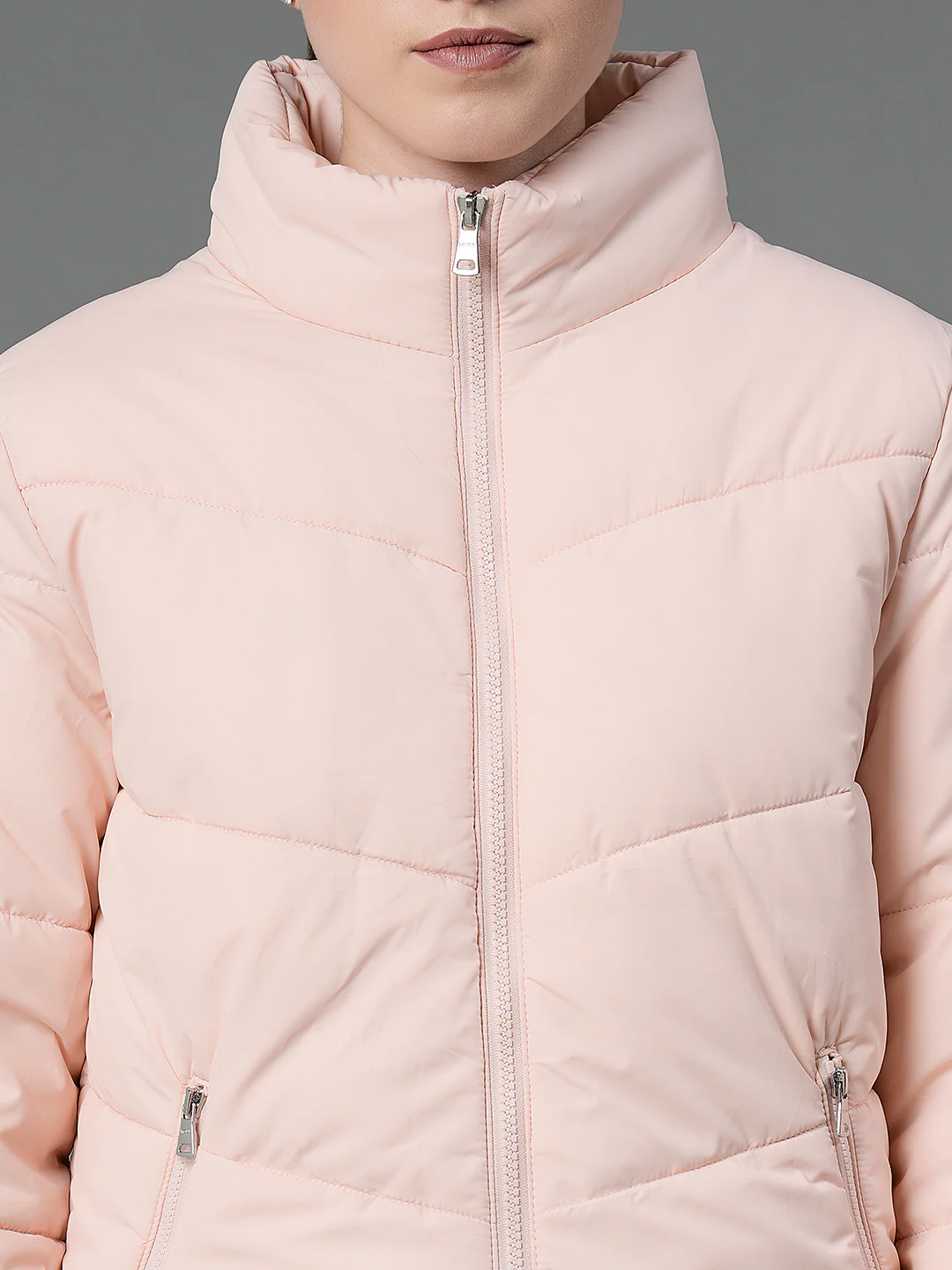 Women's Peach Padded Jacket - Image 5