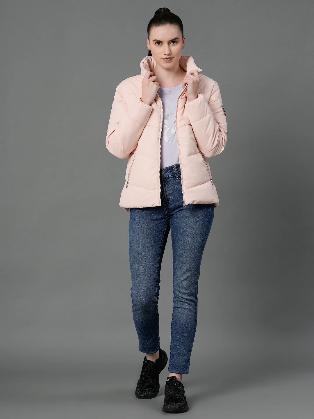 Women's Peach Padded Jacket - Image 6
