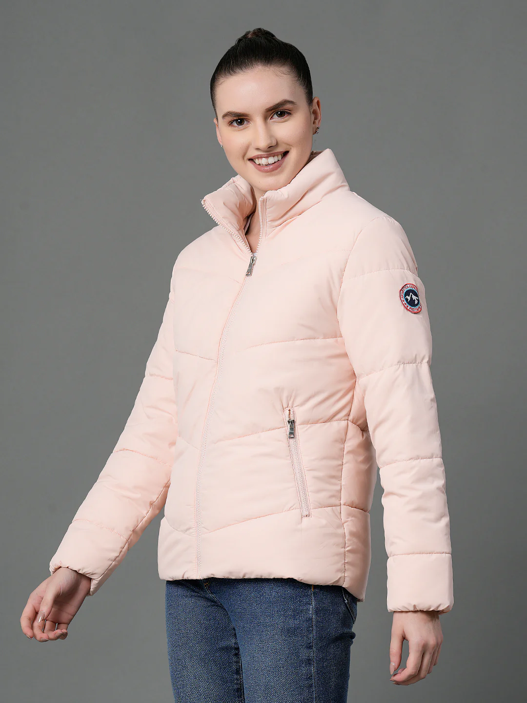 Women's Peach Padded Jacket - Image 7