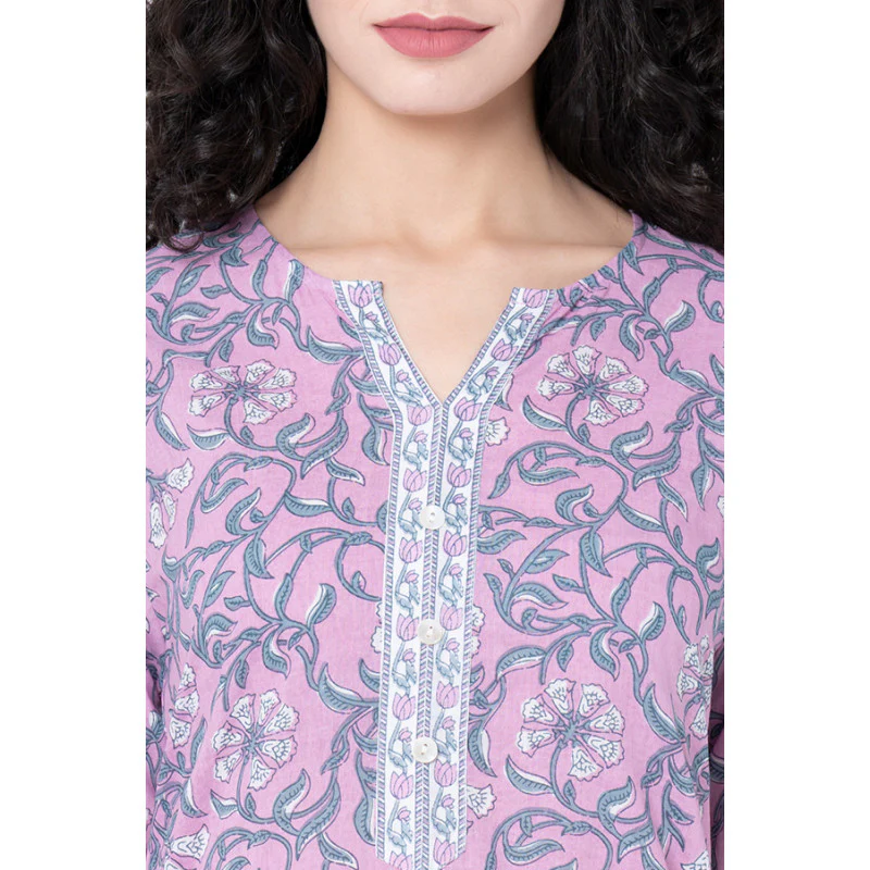 Women's Pink Floral Print Kurta - Image 4