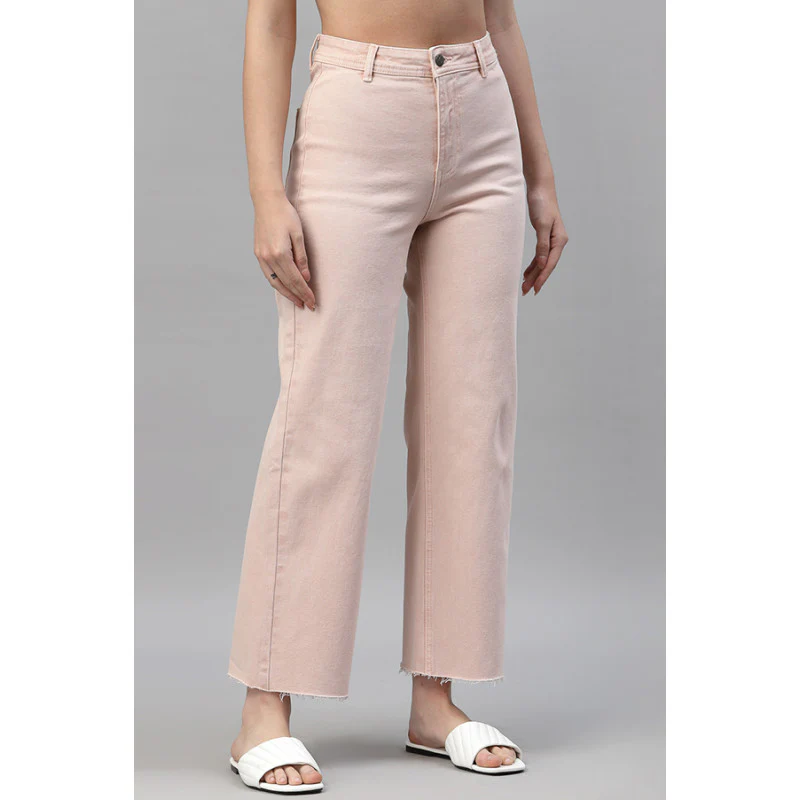 Women's Pink Wide Leg Jeans - Image 2