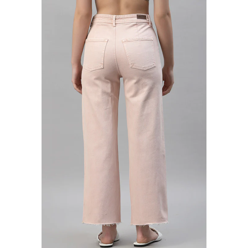 Women's Pink Wide Leg Jeans - Image 4