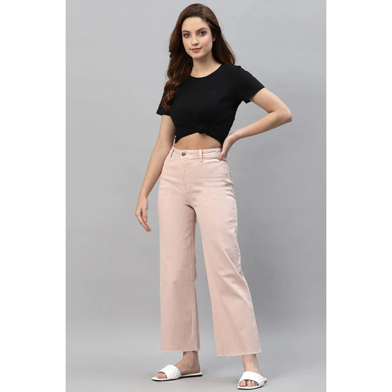 Women's Pink Wide Leg Jeans - Image 5