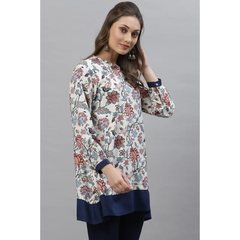 Women's Red Floral Print Tunic - Image 2