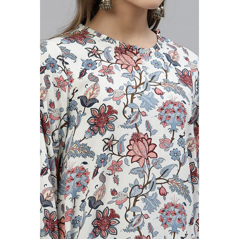 Women's Red Floral Print Tunic - Image 3