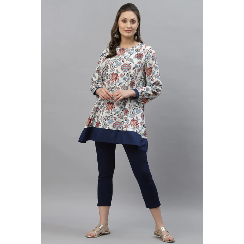 Women's Red Floral Print Tunic - Image 5
